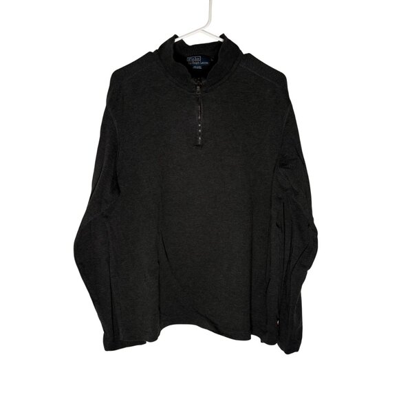 Polo By Ralph Lauren Mens Gray 1/4 Zip Pullover Sweatshirt Cotton Blend Size L - Picture 1 of 5